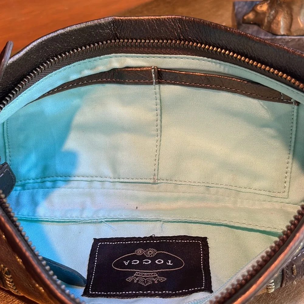 Tocca Leather Jeweled and Embroidered Wristlet Clutch